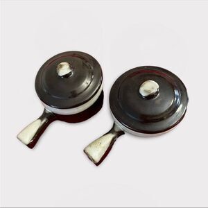 VINTAGE | Set of 2 Brown & Cream French Onion Soup Bowls